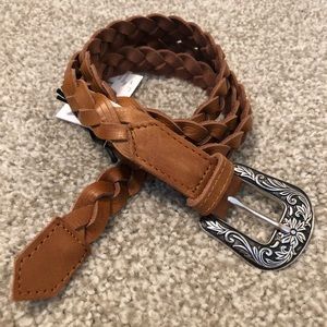 Light Brown Braided Leather Belt